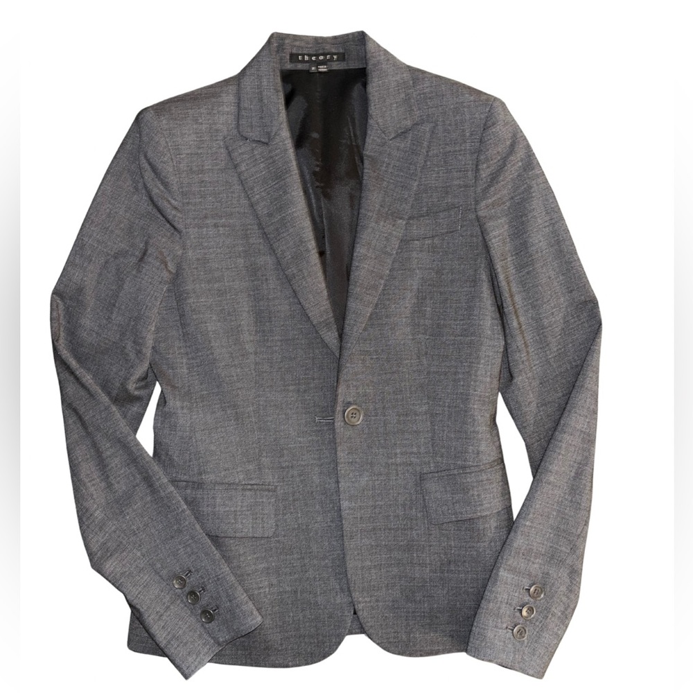 Theory Heathered Charcoal Gray Blazer size 2
